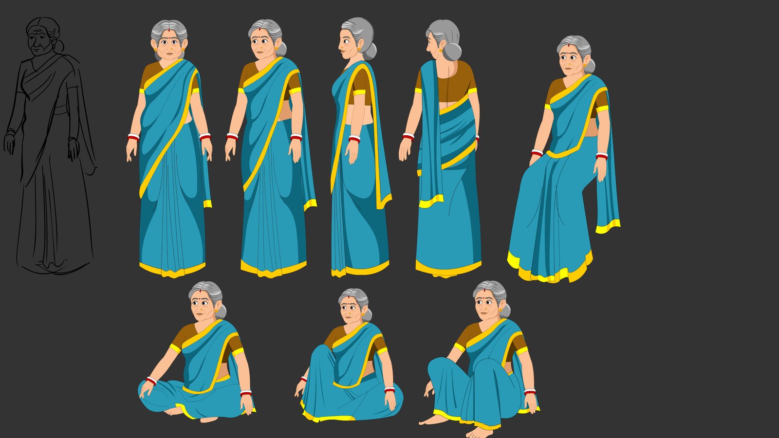 Old Woman Character Editable - Sketlix Characters And Backgrounds