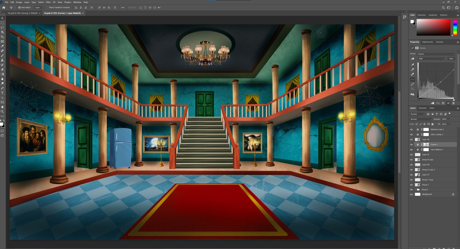 Haunted Mansion Hall Interior Background - Image 2