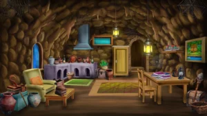 Fantasy Cave House Interior Background